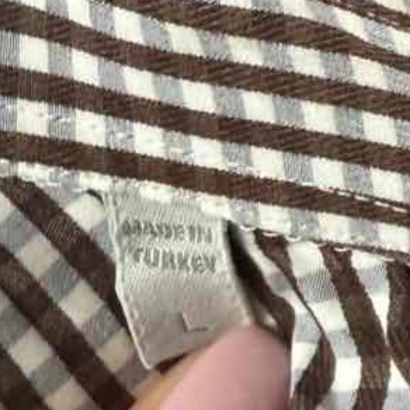 Ermenegildo Zegna Men’s Button Shirt Brown Check Cotton Long Sleeve Sz L - Picture 6 of 10